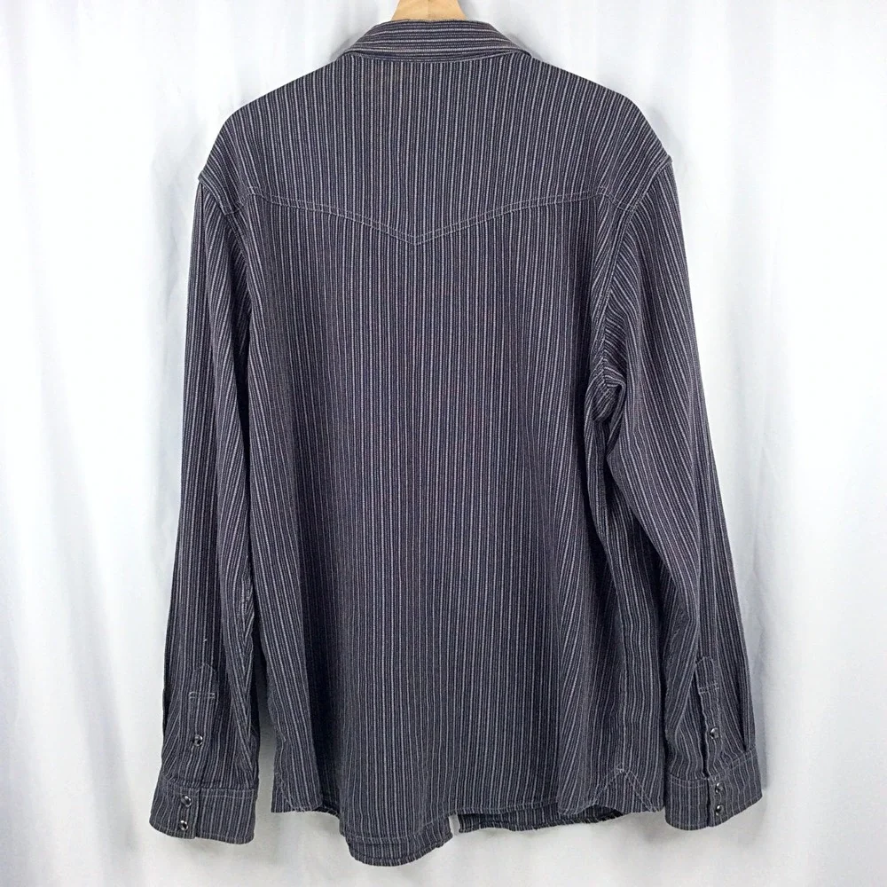 Blue Ranchwear Men's Pearl Snap Western Shirt XL Cowboy Rodeo Blue Pinstriped